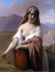 Rebeca en el pozo. Pintura de Francesco Hayez. Accademia di Brera. Milán