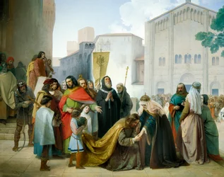 Reconciliación de Otto II con su madre Adelaida de Borgoña