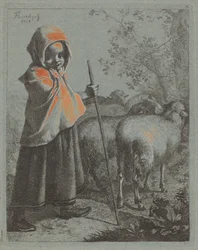 Niña pastora con rebaño, 1758