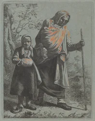Campesina con bebé y niña pequeña, 1760-1764