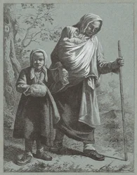 Campesina con dos niños
