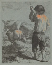Pastor con burro, ovejas y cabra, 1759
