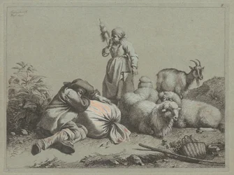 Campesino Durmiendo y Hilandera de Pie, 1763