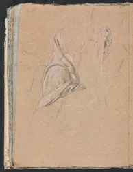 Cuaderno de Bocetos de Verona: Estudio de drapeado con mano izquierda (página 56)