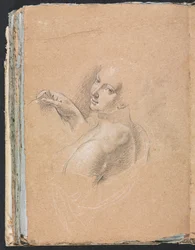 Cuaderno de bocetos de Verona: Desnudo femenino mirando sobre el hombro izquierdo (página 74)