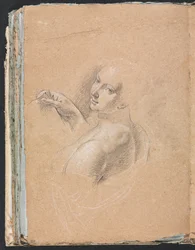 Cuaderno de Bocetos de Verona: Desnudo femenino mirando sobre el hombro izquierdo página 74, 1760