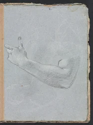 Cuaderno de bocetos de Verona: Brazo izquierdo y mano (página 47)