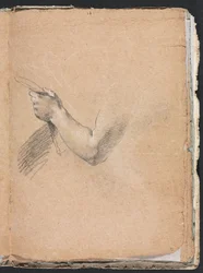Cuaderno de bocetos de Verona: Brazo izquierdo y mano (página 75)