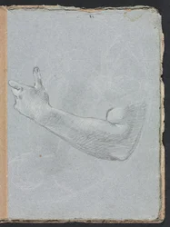 Cuaderno de bocetos de Verona: Brazo izquierdo y mano página 47, 1760