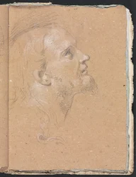 Cuaderno de bocetos de Verona: Cabeza masculina de perfil página 91, 1760
