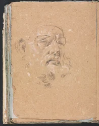 Cuaderno de bocetos de Verona: Cabeza masculina página 76, 1760