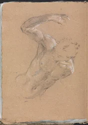 Cuaderno de Bocetos de Verona: Desnudo masculino con brazo derecho levantado (página 32)
