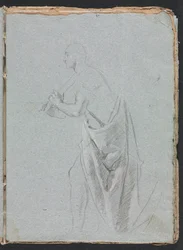 Cuaderno de bocetos de Verona: Hombre de pie con drapeado página 19, 1760