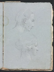 Cuaderno de bocetos de Verona: Dos cabezas página 85, 1760