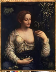 "" Flore "" (Flora) Pintura de Francesco Melzi (1493-vers 1570) 1510-1515 Dim. 76x63 cm Museo del Hermitage de San Petersburgo