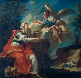 Ángel consuela a Agar en el desierto