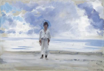 Niño en la orilla del mar