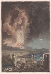 Erupción del Monte Vesubio, vista desde el Puente de la Maddalena en Nápoles
Erupción del Vesubio el 8 de agosto de 1779, vista desde el Puente de la Maddalena