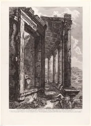 Vista de la puerta y el peristilo del Templo de Vesta
