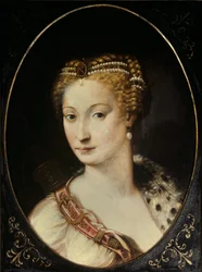 Retrato de Diane de Poitiers (1499 - 1566) Dama de Breze, Duquesa de Valentinois. Pintura de Francesco Primaticcio, conocido como El Primatice (1504 - 1570)