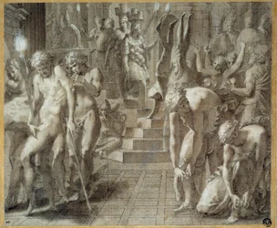 La mascarada de Persépolis. Dibujo de Francesco Primaticcio conocido como El Primatice (1504-1570)