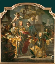 El conde Althan presenta al emperador Carlos VI el inventario de la pinacoteca imperial