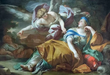 Agar e Ismael en el desierto consolados por un ángel