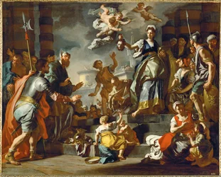 Judit muestra la cabeza de Holofernes al pueblo, c.1730 (óleo sobre lienzo)