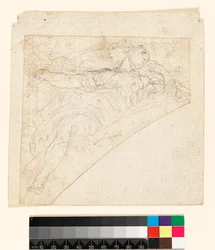 Recto: Estudio para una figura femenina en un esquinero. Verso: Dibujo en el reverso del papel, antes de 1747