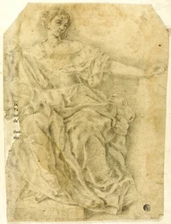 Figura femenina alegórica sentada