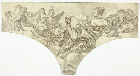 Enjuta decorada con figuras alegóricas sentadas de la Esperanza y la Concordia