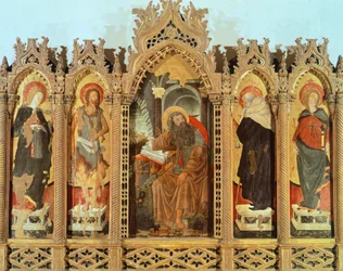 Políptico de Lazara, hacia 1452, de Francesco Squarcione (1397-1468), temple sobre tabla