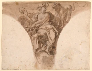 Dibujo, África, Diseño para una pechina en el vestíbulo bautismal de San Pedro, Roma, 1713-26
