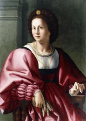 Retrato de una dama, sentada tres cuartos de longitud, sosteniendo un guante