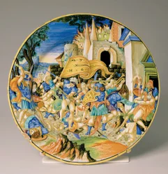 Plato con la batalla de Roncesvalles