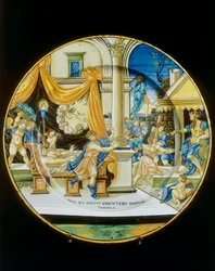 La tentación de José el Hebreo, plato de Francesco Xanto Avelli conservado en el Museo Nazionale del Bargello, Florencia