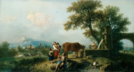 Escena pastoril con vaqueros, c.1750 (óleo sobre lienzo)
