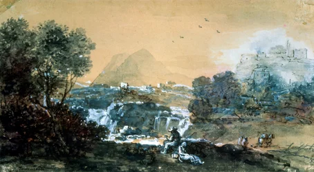 Paisaje con una cascada