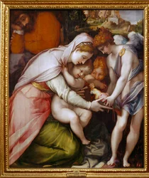 Virgen con el Niño y dos ángeles