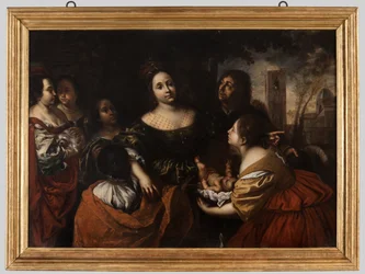 La hija del faraón acoge a Moisés salvado de las aguas, c.1645