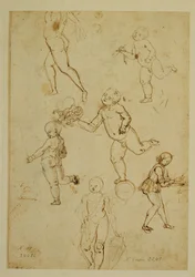 Tres niños;un putto ...