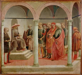 Escena del Tribunal (temple sobre madera)