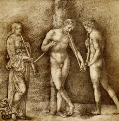 Tres figuras haciendo música