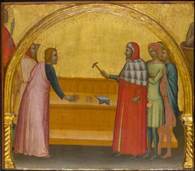 San Juan Evangelista reprendiendo al filósofo Crato, c.1370-1380