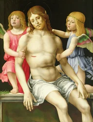 Deposición (Cristo muerto entre los ángeles), c.1490 (óleo sobre tabla)