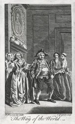 Escena de The Way of the World, de William Congreve (1670-1729), grabado por Charles Grignon a partir de un dibujo de Francis Hayman en Lincoln