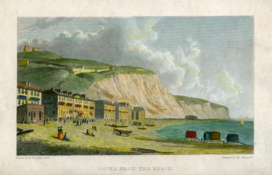 Dover, desde la playa, siglo XIX