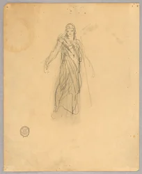 Boceto para la figura central en la Ascensión