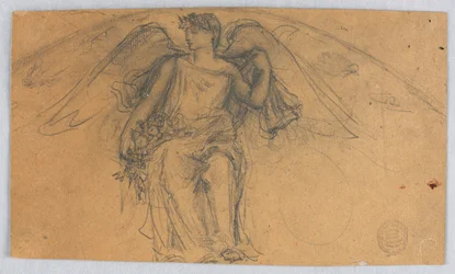 Boceto de ángel con flores