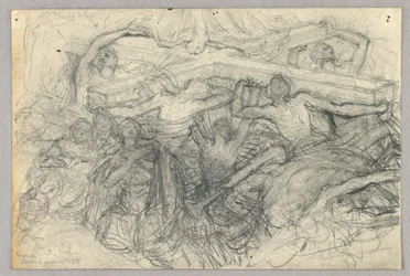 Boceto de figuras portando una cruz